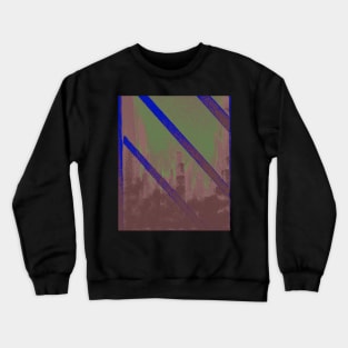 Cityscape through Window with Weathered Look Crewneck Sweatshirt